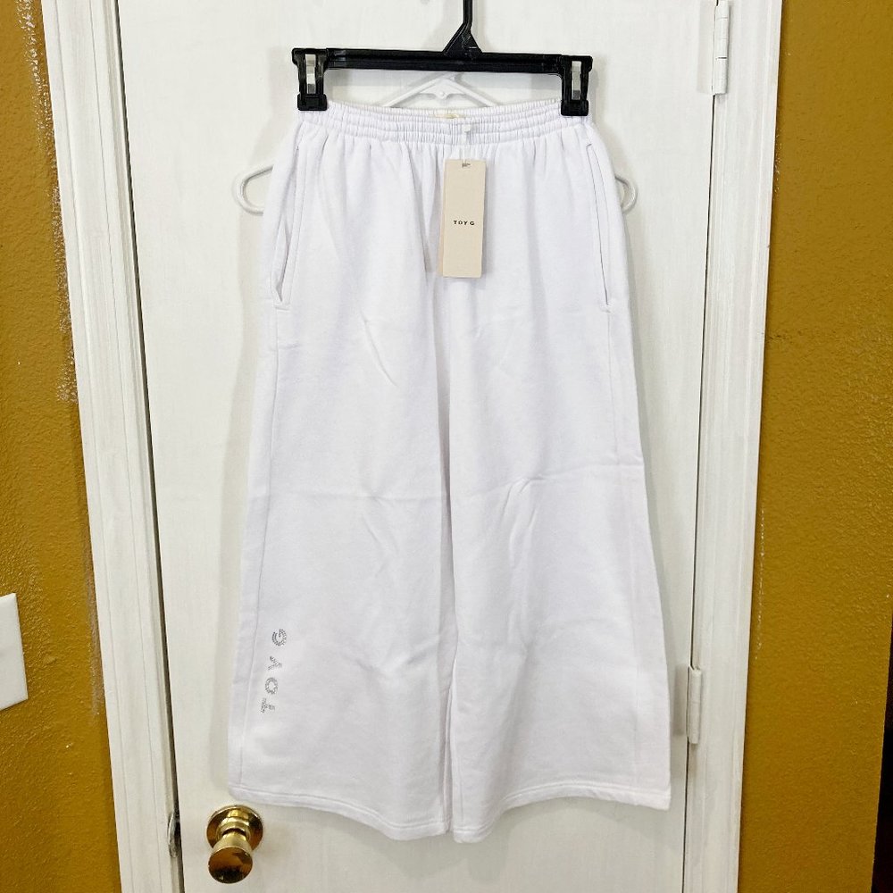 Toy G. women's S-M high waist wide leg pocket Italian cotton culottes sweatpants